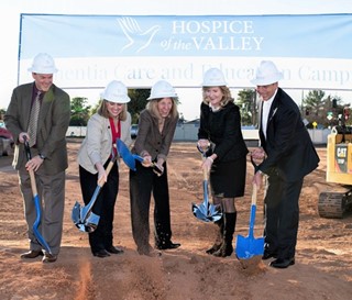 Dementia Care and Education Campus Groundbreaking. Board Chairman Dieter Gable, Mayor Kate Gallego, Medical Director Dr. Gillian Hamilton, Executive Director Debbie Shumway and Councilman Sal DiCiccio.