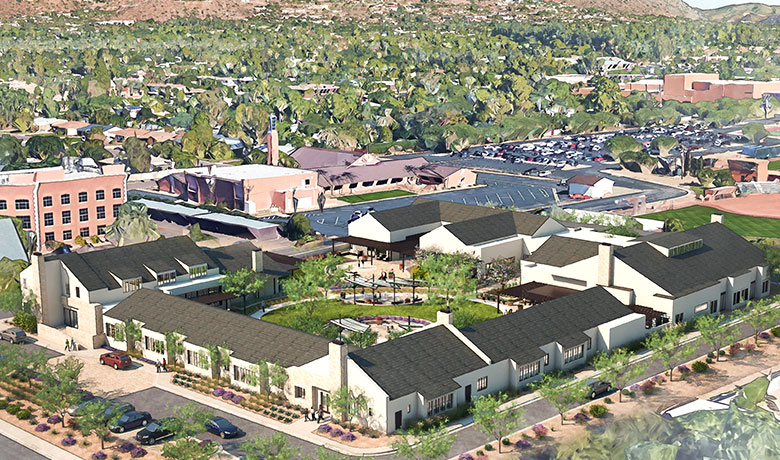 Dementia Campus overhead shot of exterior of building