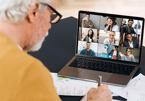 Man in virtual class